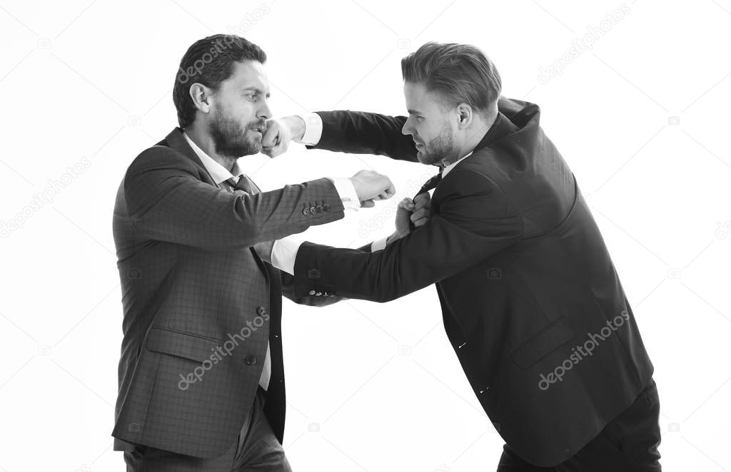 Businessman and politician fighting.
