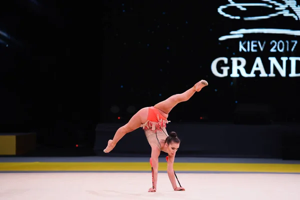 Kyiw Ukraine März 2017 Turnerin Tritt Beim Wettkampf Der Rhythmischen — Stockfoto