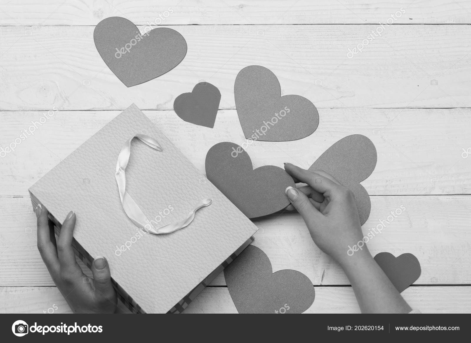 Valentines Day Cards Or Decorations Top View Love And Holiday