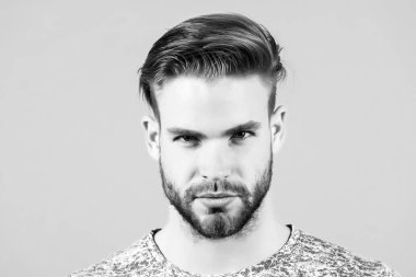 Sakallı yüzü, şık saç, saç kesimi, Kuaför salon adamı