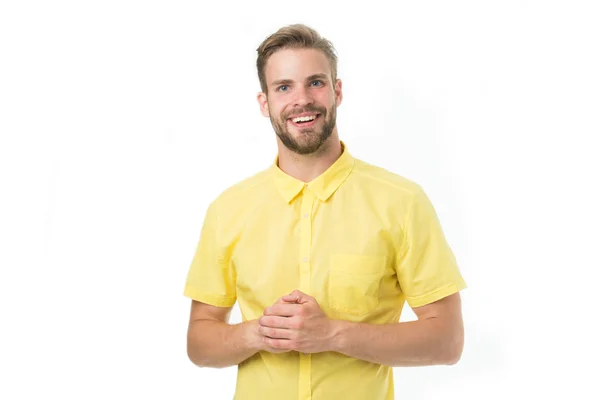 Homem Negócios Isolado Branco Corretor Feliz Confiante Corretor Homem Tem — Fotografia de Stock