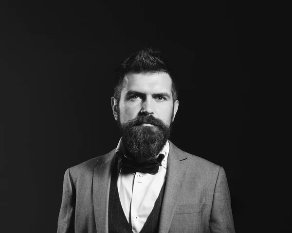 Smiling business man with beard and bow tie — Stock Photo, Image