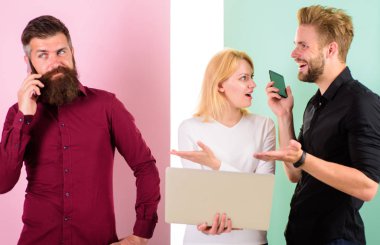 İnternet pazarlama iş içerik yaratmak takım. Sosyal medya pazarlama ekibi. Erkek ve kadın iş gadget'lar ve Internet ile yararlanacaklar. Ofis çalışanları dizüstü bilgisayar ve akıllı telefonlar. Beni sonra ara