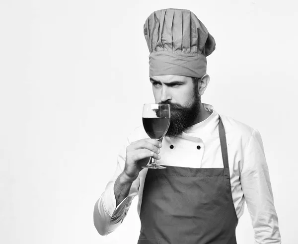 Sommelier och italiensk dryck koncept. Koka med omtänksamt ansikte — Stockfoto