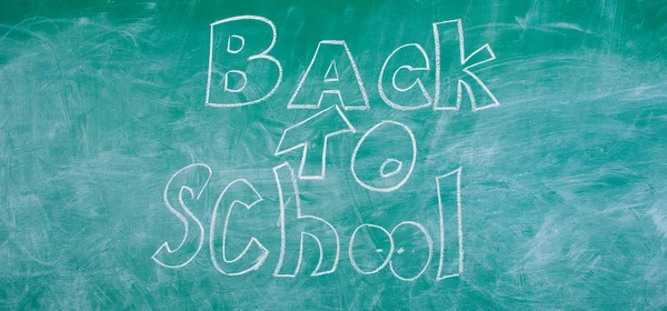 Chalkboard with inscription back to school. September time to back to studying and getting education. Advertisement back to school chalkboard background. Back to school it is never late to study — Stock Photo, Image