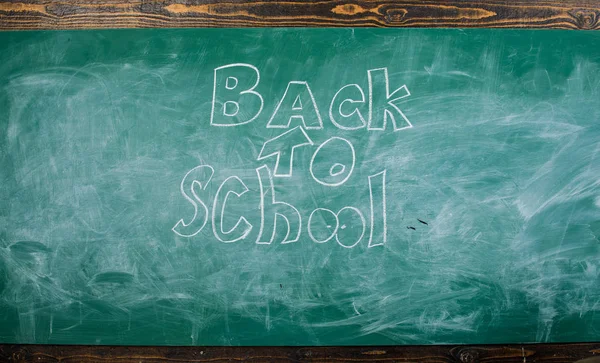 Chalkboard with inscription back to school. Back to school it is never late to study. September time to back to studying and getting education. Advertisement back to school chalkboard backgroun — Stock Photo, Image