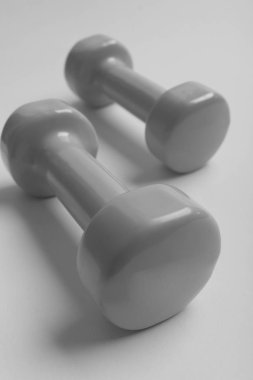 Spor malzemeleri kapatın. Barbell plastik