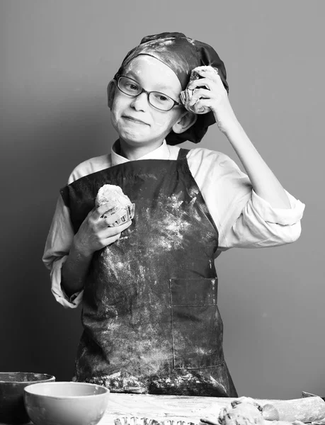 Stained cute cook chef boy — Stock Photo, Image