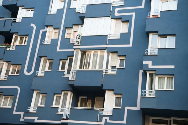 Apartment building facade closeup. Modern architecture and structure. Residential real estate. Barcelona. Travelling and wanderlust — Stock Photo, Image