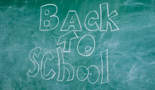 Chalkboard with inscription back to school. Advertisement back to school chalkboard background. Back to school it is never late to study. September time to back to studying and getting educatio — Stock Photo, Image