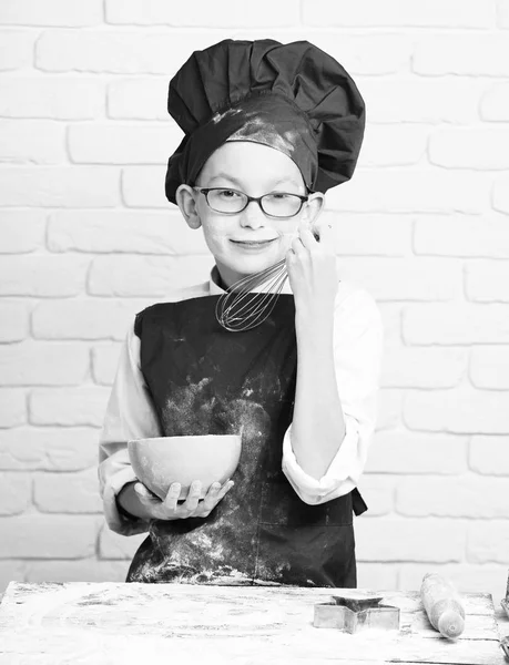 Stained cute cook chef boy — Stock Photo, Image