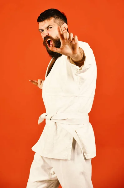 Karate och kampsport koncept. Mannen i en kimono — Stockfoto