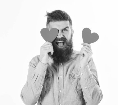 Hippi sevgililer gününü kutluyor, beyaz arka planda izole edilmiş.