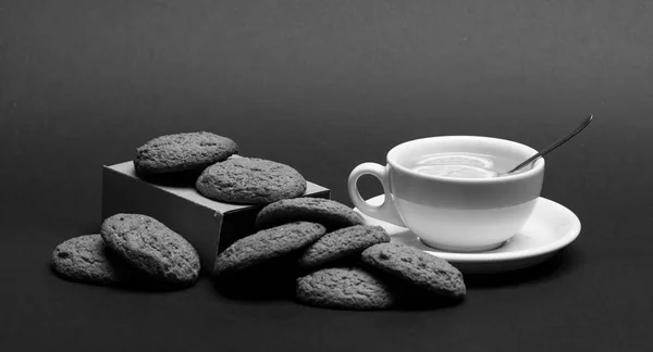 Pastelería dulce y hora del té. Nutrición y bebidas calientes — Foto de Stock