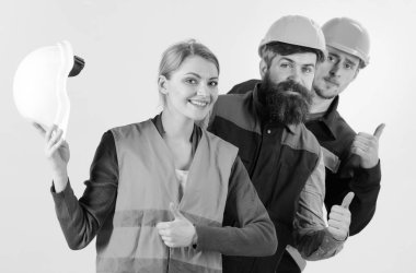 İnşaatçılar iş, jest Yaşasın göstermek hazır takım,