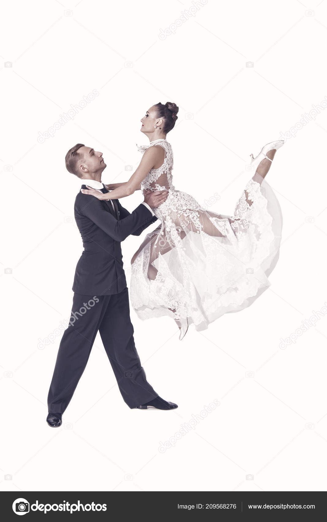 Ballrom Dance Couple In A Dance Pose Isolated On White