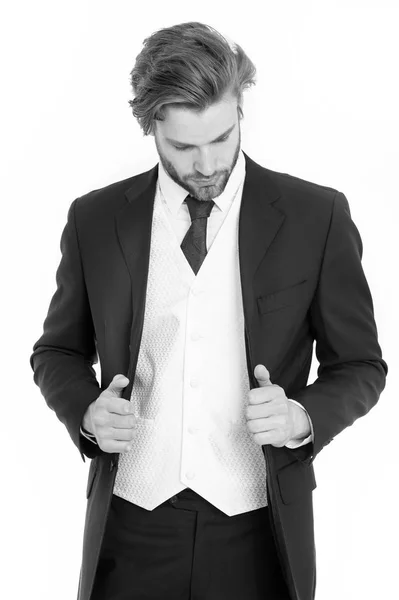 Homem em roupa formal isolado em branco . — Fotografia de Stock