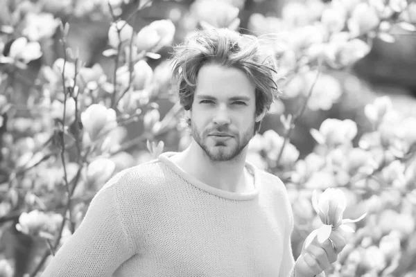 Çiçek zemin üzerine sarı kazaklı sakallı