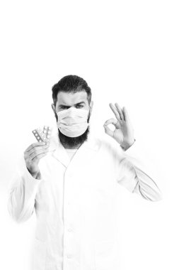 Kaba sakallı Kafkas doktor ya da lisansüstü öğrencisi