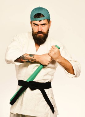 Usta dövüşmeye hazırlanıyor. Dövüş sanatları konsepti.