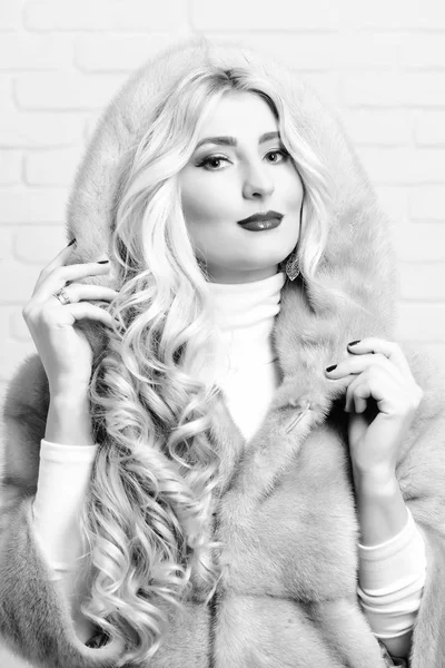 Fashionable sexy woman in fur — Stock Photo, Image