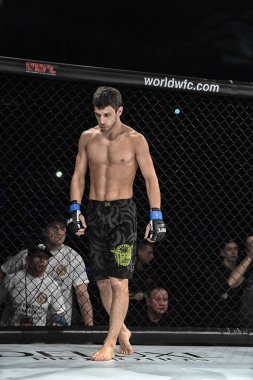 Kiev, Ukrayna-13 Mart 2017: Kiev, Ukrayna Spor Sarayı şampiyonluk yüzüğü dövüşte mma fighters mücadele