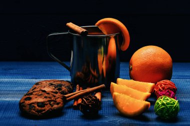 çay veya tarçın, portakal, süper Noel'de mulled şarap
