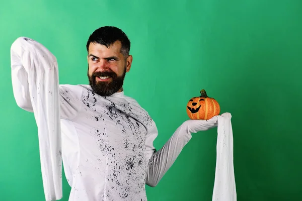 Personaje de Halloween en traje de fantasma de manga larga blanco — Foto de Stock
