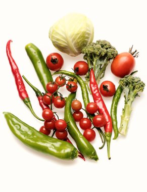 Grocery composition from grocery. Set of chili peppers and tomatoes clipart