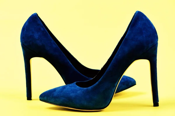 Suede high heel shoes as fashion and beauty concept