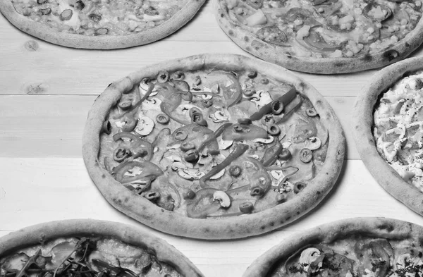 Conjunto de pizza diferente para menu. Fast food restaurante conceito. — Fotografia de Stock