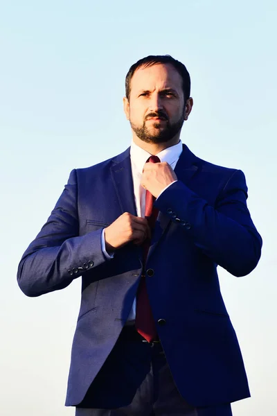 Businessman Beard Confident Face Expression Business Leadership Concept Man Formal — Stock Photo, Image