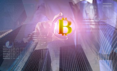 Blok çözmek kar edin. Blockchain teknoloji. Bitcoin madencilik. Gelecekteki dijital para bitcoin. İnsan sanal ekran iş grafik etkileşim. Bitcoin cüzdan oluşturun. Araştırma kripto Döviz Alım bitcoin