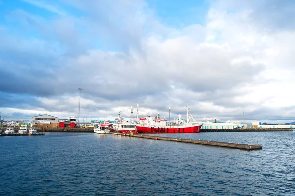 Reykjavik, İzlanda - 13 Ekim 2017: yaz tatilinde gemiyle seyahat. Şüpheye düştüğünde, tatile çık. Büyük bir geminin büyük bir denize ihtiyacı vardır.