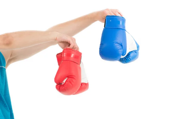 Boxing gloves. Fight gloves. Hook and loop training gloves. Boxing clothing and sportswear. Fighting gear and sportswear. Protect your hands and wrists during fight. Providing a truly secure fit — Stock Photo, Image