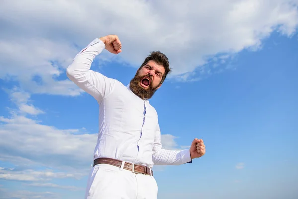 Mann Emotional Genießen Freiheit Himmel Hintergrund Fühlen Sie Sich Frei — Stockfoto