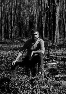 Maço parkta vakit geçiriyor. Adam ciddi bir yüz ile