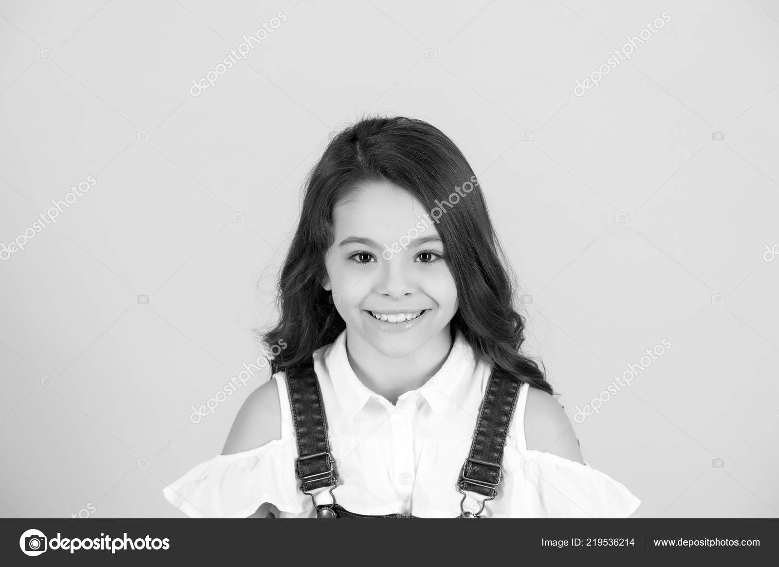 Child, happy childhood concept. black and white happy little girl