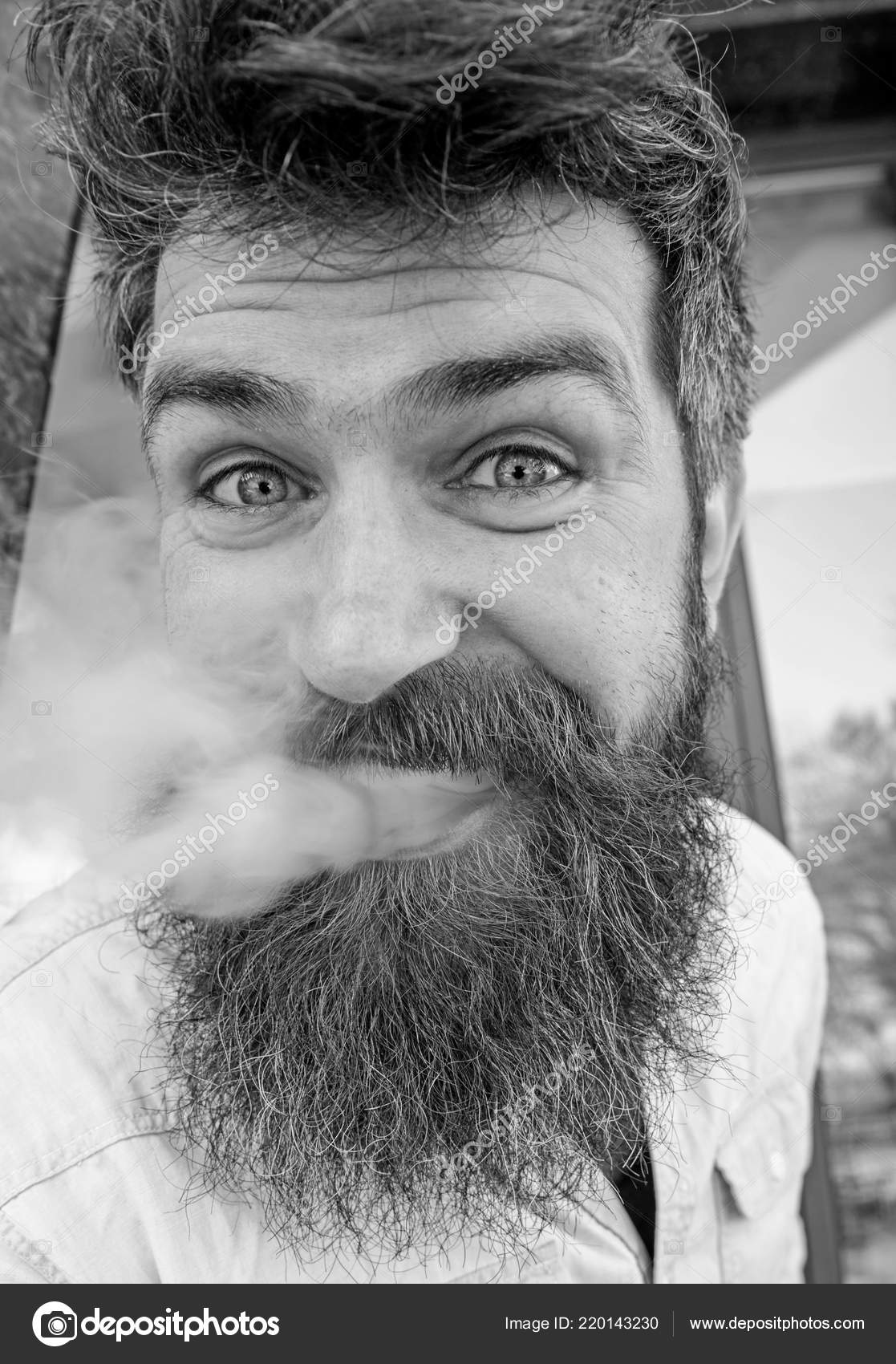 Vaping Concept Hipster With Tousled Hair And Gray On Relaxed