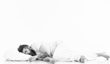 Derin uyku kavramı. Adam sakal ve bıyık