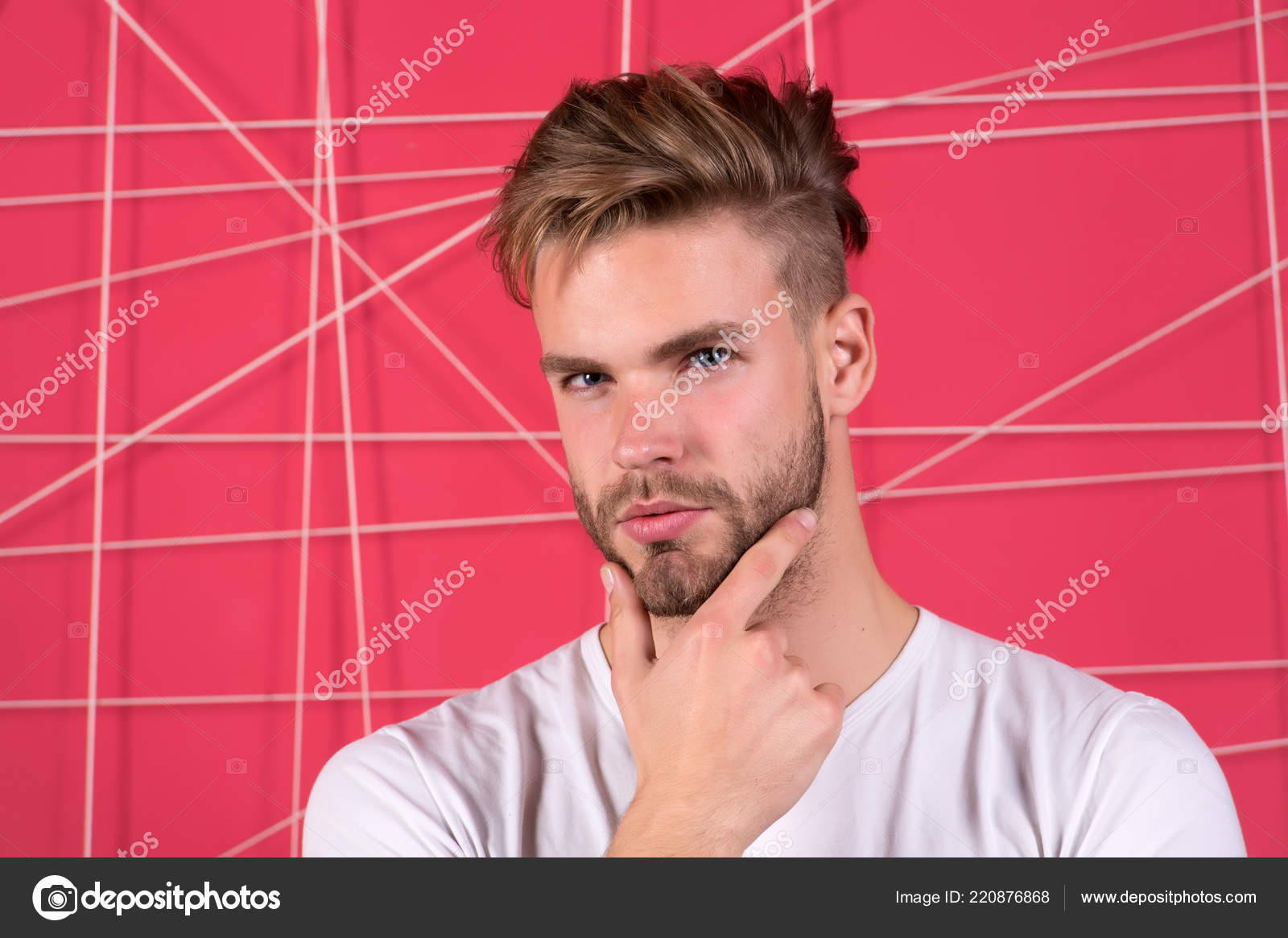 Handsome guy with beard and short hair on white Vector Image