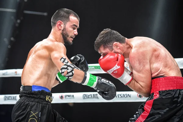 Kiev Ucrânia Outubro 2018 Luta Entre Boxeadores Malkhaz Sujashvili Khuseyn — Fotografia de Stock