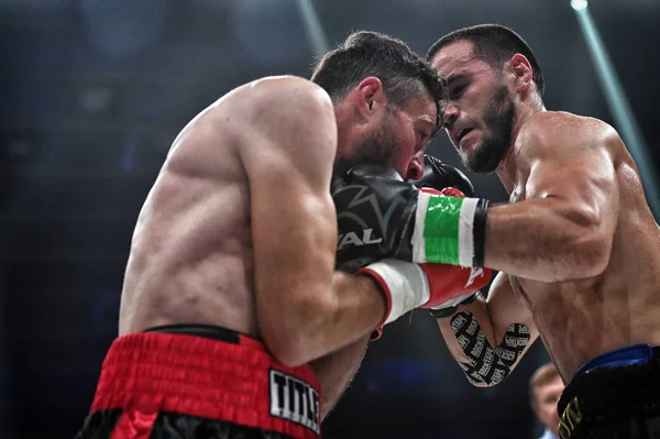 Kiev Ucrania Octubre 2018 Lucha Entre Los Boxeadores Maljhaz Sujashvili — Foto de Stock
