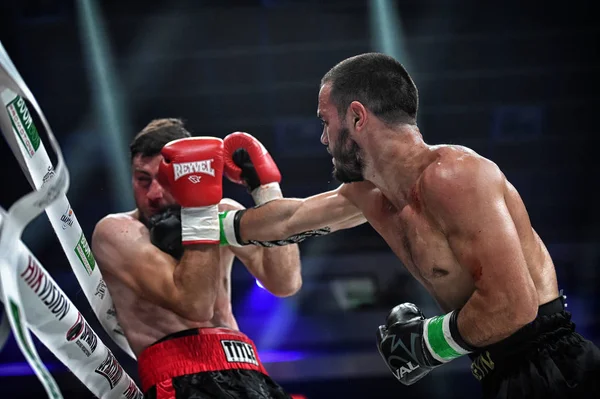 Kiev Ucrânia Outubro 2018 Luta Entre Boxeadores Malkhaz Sujashvili Khuseyn — Fotografia de Stock