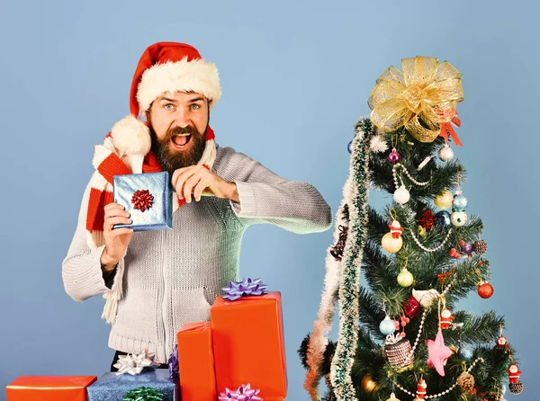 Christmas seasonal discounts concept. Guy or hipster shopper