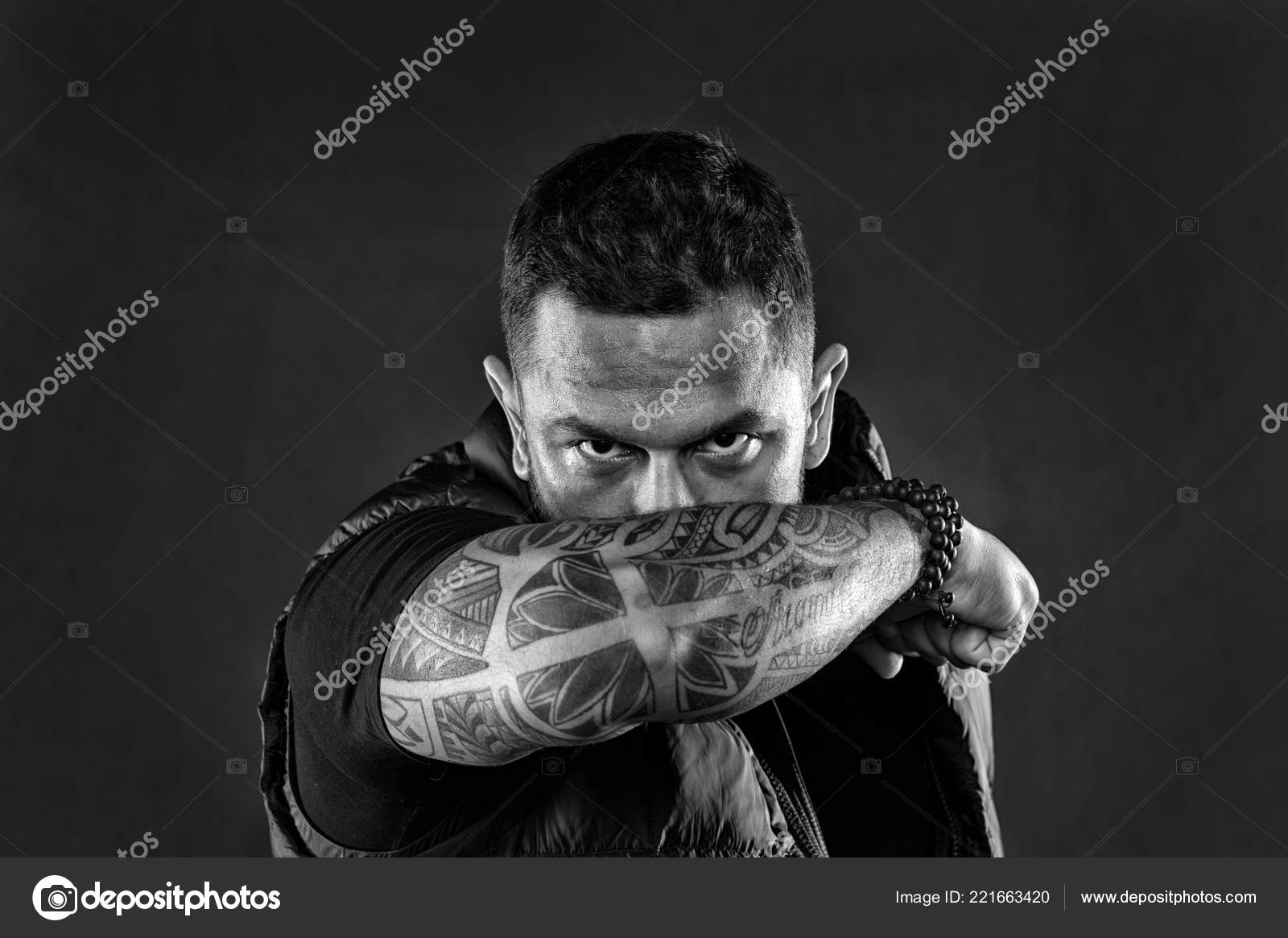 Tattooed Elbow Hide Male Face Dark Stock Photo 1508301041 | Shutterstock