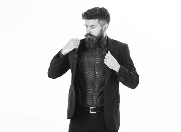 L'homme barbu a l'air de réussir. Succès commercial, concept de succès leader — Photo