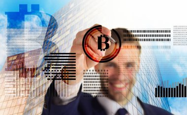 Bitcoin cüzdanı yarat. Madencilik kripto para birimi bitcoin. Block 'u çöz ve kar kazan. Engelleme teknolojisi. Madencilik bitcoin. Geleceğin dijital para bitcoin 'i. Sanal ekran dünyası grafikleri ile etkileşim