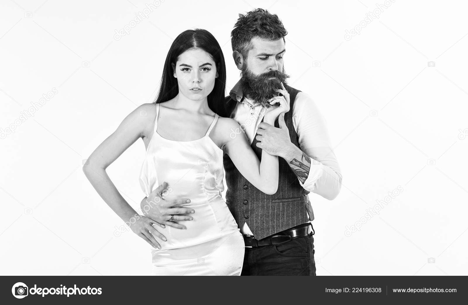 Concept de Hipster barbu avec mariée habillée pour la