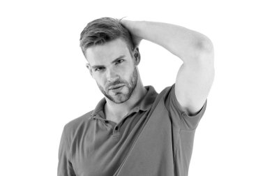 Etkili antiperspirant. Onun terlemeyi önleyici kendine güvenen bir adam. Sporcu eğitim sonra terlemeyi önleyici ile memnun. Adam kuru koltukaltı temiz giysileri ile memnun denetler. Önlemek, ter azaltmak